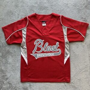 Alleson Athletic Brentwood Blast Youth Baseball Jersey Red Gray #24 Medium
